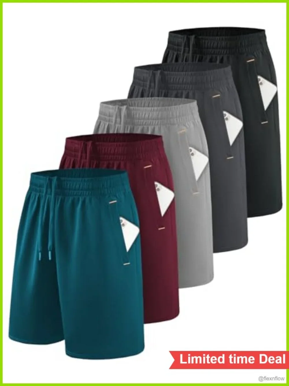 Men's Athletic Shorts 5 Pack with Pockets Fast Dry Gym Running Basketball